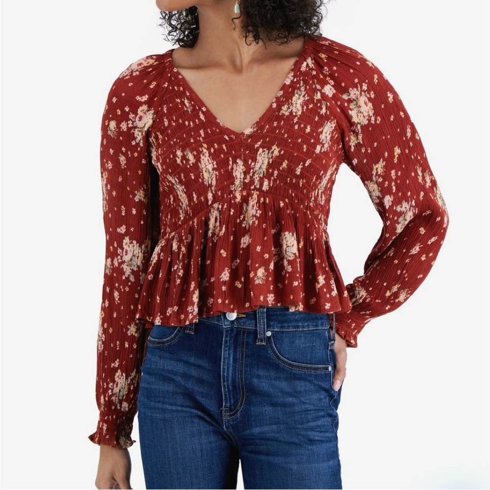 NWT Planet Gold Smocked Woven Top